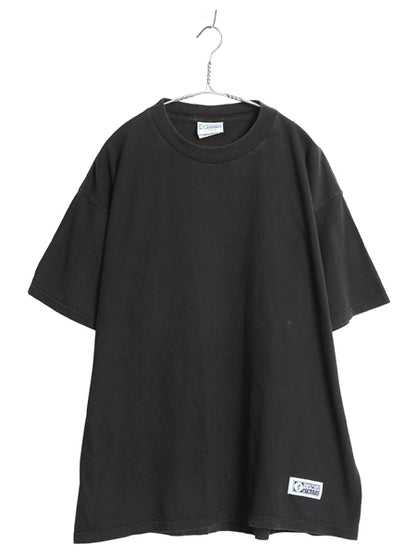 90s ディスカス 無地 半袖 Tシャツ メンズ XL 古着 オールド ヘビーウェイト コットン カットソー ワンポイント 大きいサイズ ブランク 黒