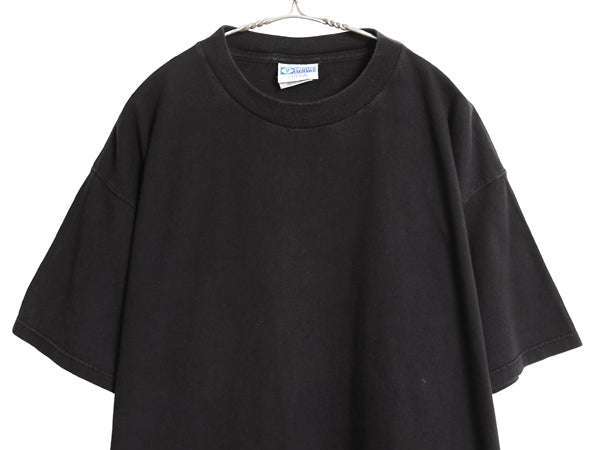 90s ディスカス 無地 半袖 Tシャツ メンズ XL 古着 オールド ヘビーウェイト コットン カットソー ワンポイント 大きいサイズ ブランク 黒