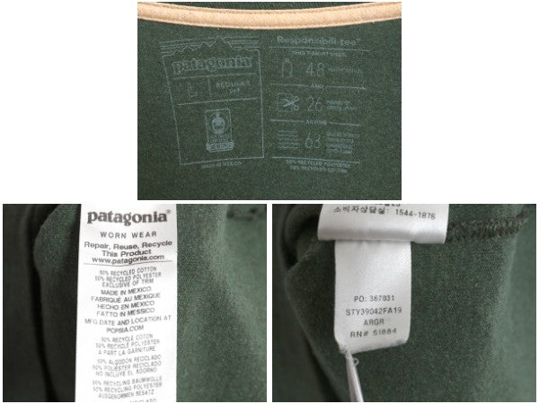 パタゴニア プリント 長袖 Tシャツ メンズ L / 19年製 アウトドア ロンT ロングスリーブ 袖プリント カットソー クルーネック ワンポイント