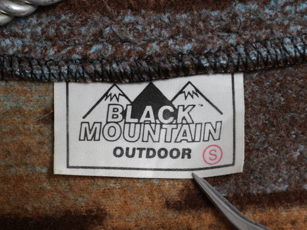 90s USA製 BLACK MOUNTAIN フルジップ フリース ベスト メンズ S / 古着 オールド ネイティブ 総柄 襟付き 重ね着 前開き アウトドア ジレ