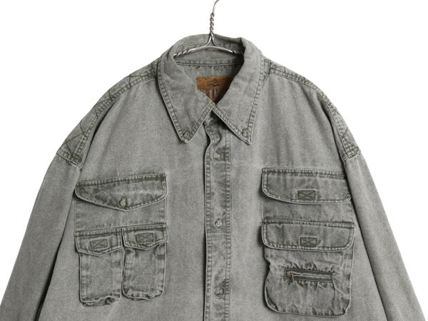 90s レッドヘッド ハンティング 長袖 ボタンダウン シャツ メンズ XL / オールド アウトドア コットン キャンバス 多ポケット 大きいサイズ
