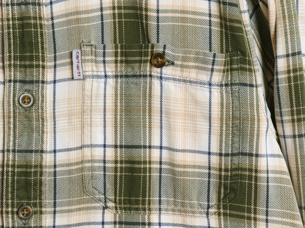 US企画 カーハート 長袖 ボタンダウン フランネル シャツ メンズ M / チェック RELAXED FIT ネルシャツ ワーク コットン 廃盤 マルチカラー