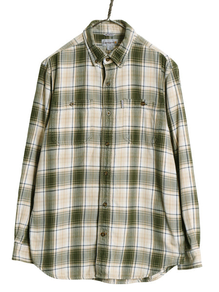 US企画 カーハート 長袖 ボタンダウン フランネル シャツ メンズ M / チェック RELAXED FIT ネルシャツ ワーク コットン 廃盤 マルチカラー