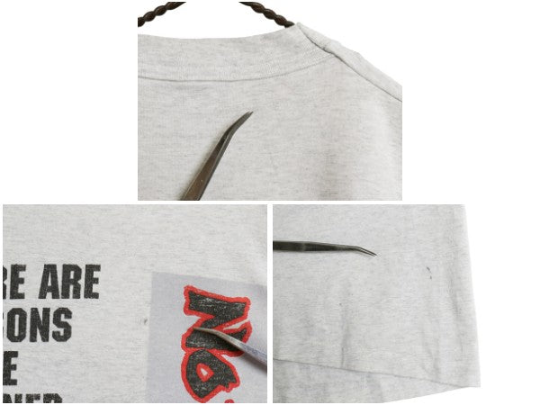 90s USA製 ☆ NO FEAR ロゴ プリント Tシャツ メンズ L 古着 オールド 当時物 ストリート スケート サーフ メッセージ シングルステッチ 灰