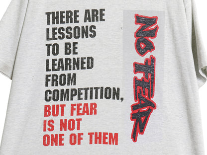 90s USA製 ☆ NO FEAR ロゴ プリント Tシャツ メンズ L 古着 オールド 当時物 ストリート スケート サーフ メッセージ シングルステッチ 灰