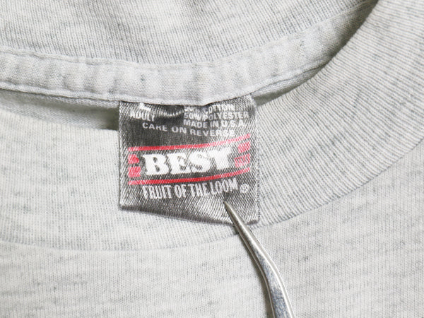 90s USA製 ☆ NO FEAR ロゴ プリント Tシャツ メンズ L 古着 オールド 当時物 ストリート スケート サーフ メッセージ シングルステッチ 灰