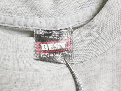 90s USA製 ☆ NO FEAR ロゴ プリント Tシャツ メンズ L 古着 オールド 当時物 ストリート スケート サーフ メッセージ シングルステッチ 灰