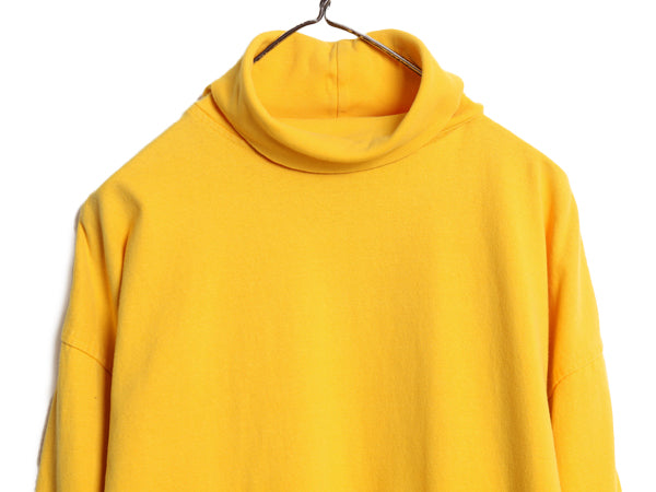 90s オールド ギャップ タートルネック 長袖 Tシャツ メンズ M ロンT ラガーシャツ 素材 ヘビーウェイト コットン ロングスリーブ 無地 黄