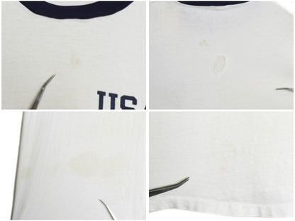 70s USA製 ★ チャンピオン USAFA  染込み プリント リンガー Tシャツ メンズ L ヴィンテージ バータグ ミリタリー 軍物 AIR FORCE 白
