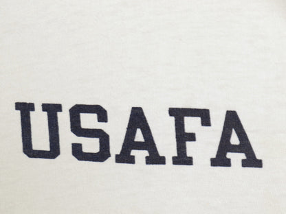 70s USA製 ★ チャンピオン USAFA  染込み プリント リンガー Tシャツ メンズ L ヴィンテージ バータグ ミリタリー 軍物 AIR FORCE 白