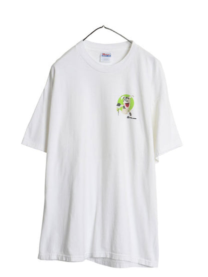 90s 企業 プリント Tシャツ メンズ XL / オールド 当時物 イラスト グラフィック キャラクター 犬 ドッグ アニマル 大きいサイズ ホワイト