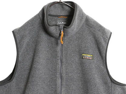 エルエルビーン フリース ベスト メンズ XL 古着 アウトドア 重ね着 前開き フルジップ ハイネック ワンポイント 大きいサイズ シンプル 灰