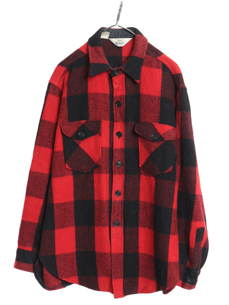 70s USA製 ウールリッチ ブロック チェック CPO ウール シャツ メンズ XL / ヴィンテージ ジャケット バッファロー ツートン 大きいサイズ