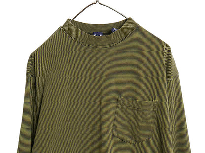 90s オールド ギャップ モックネック ボーダー 長袖 Tシャツ メンズ S / 旧タグ ロンT ポケT ポケット付き カットソー ゆったり ツートン
