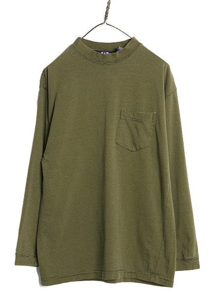 90s オールド ギャップ モックネック ボーダー 長袖 Tシャツ メンズ S / 旧タグ ロンT ポケT ポケット付き カットソー ゆったり ツートン