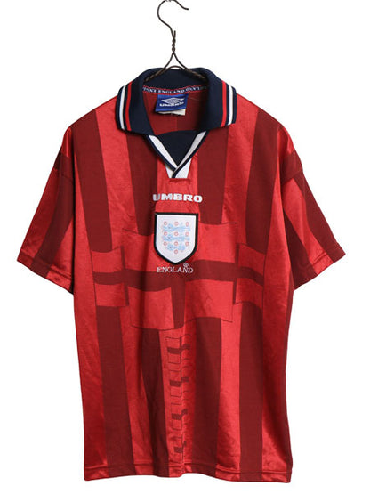 90s ☆ アンブロ イングランド代表 サッカー ユニフォーム メンズ XS / オールド 98 当時物 フットボール シャツ ナショナル アウェイ 赤