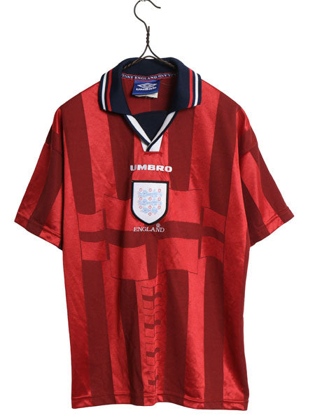 90s ☆ アンブロ イングランド代表 サッカー ユニフォーム メンズ XS / オールド 98 当時物 フットボール シャツ ナショナル アウェイ 赤