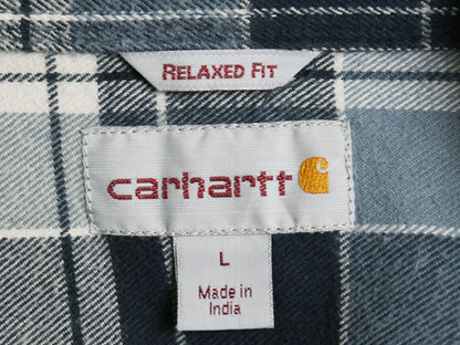 US企画 カーハート 長袖 ボタンダウン フランネル シャツ メンズ L / チェック RELAXED FIT コットン ネルシャツ ワーク 廃盤 マルチカラー