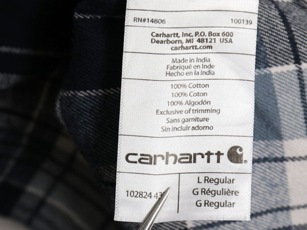 US企画 カーハート 長袖 ボタンダウン フランネル シャツ メンズ L / チェック RELAXED FIT コットン ネルシャツ ワーク 廃盤 マルチカラー
