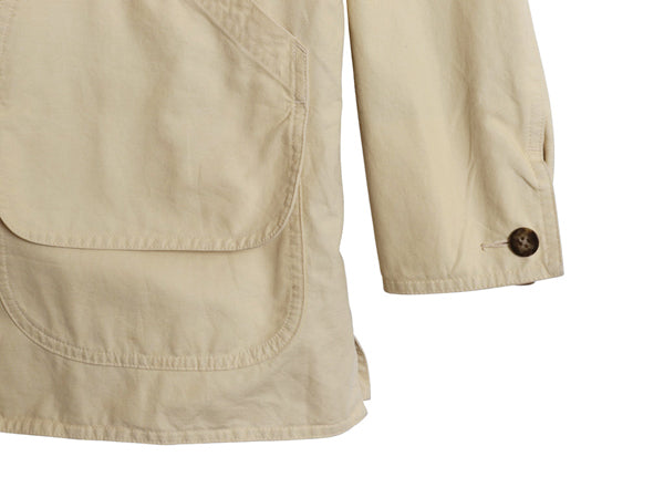 90s エルエルビーン ハンティング ジャケット レディース S / オールド コットン カバーオール ハーフ コート 襟 本革 レザー ワンポイント