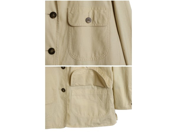 90s エルエルビーン ハンティング ジャケット レディース S / オールド コットン カバーオール ハーフ コート 襟 本革 レザー ワンポイント