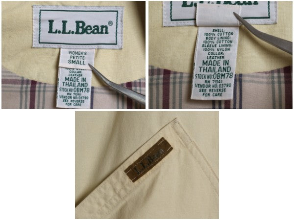90s エルエルビーン ハンティング ジャケット レディース S / オールド コットン カバーオール ハーフ コート 襟 本革 レザー ワンポイント
