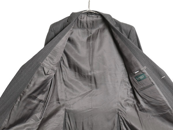 デッドストック 00s ローレン ラルフローレン テーラード ジャケット キッズ XL メンズ S オールド ポロ ブレザー ストライプ きれいめ 灰