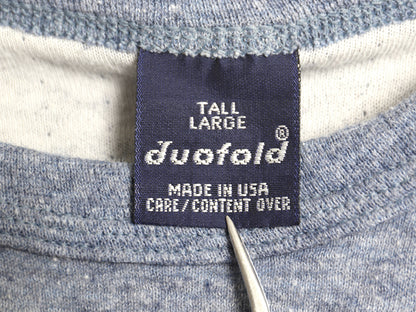 90s USA製 デュオフォールド 2レイヤー 長袖 Tシャツ メンズ L / オールド ロンT アンダーシャツ 無地 ストレッチ インナー カットソー 青