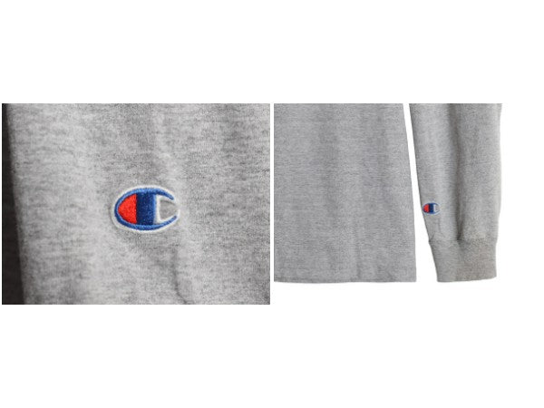 00s チャンピオン ハーバード 3段 カレッジ プリント 長袖 Tシャツ メンズ L / オールド ヘビーウェイト コットン ロンT 目付き 袖プリント