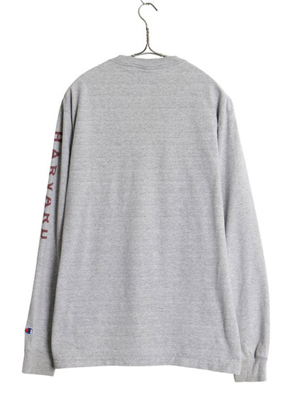 00s チャンピオン ハーバード 3段 カレッジ プリント 長袖 Tシャツ メンズ L / オールド ヘビーウェイト コットン ロンT 目付き 袖プリント