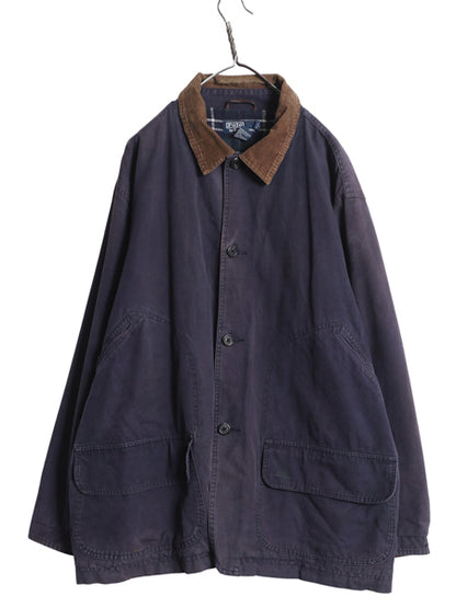 90s ポロ ラルフローレン コットン ハンティング ジャケット メンズ XL / オールド キャンバス チェック フランネル ライナー 大きいサイズ