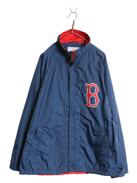 90s レッドソックス フルジップ ナイロン ジャケット メンズ XL オールド MLB オフィシャル ミラージュ スタジャン 大きいサイズ ツートン