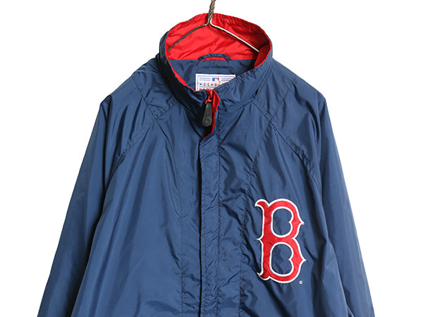 90s レッドソックス フルジップ ナイロン ジャケット メンズ XL オールド MLB オフィシャル ミラージュ スタジャン 大きいサイズ ツートン