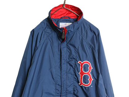 90s レッドソックス フルジップ ナイロン ジャケット メンズ XL オールド MLB オフィシャル ミラージュ スタジャン 大きいサイズ ツートン