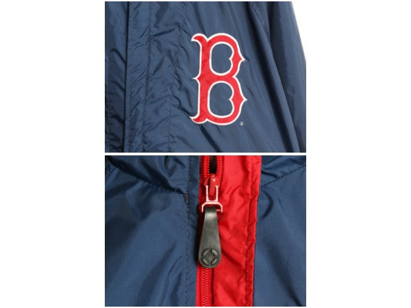 90s レッドソックス フルジップ ナイロン ジャケット メンズ XL オールド MLB オフィシャル ミラージュ スタジャン 大きいサイズ ツートン