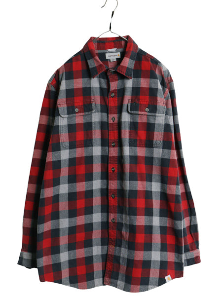 US企画 カーハート 長袖 ヘビー フランネル シャツ メンズ XL / チェック ORIGINAL FIT ネルシャツ ワーク 大きいサイズ 廃盤 マルチカラー