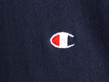 90s USA製 ★ チャンピオン リバースウィーブ スウェット フード パーカー メンズ XL オールド トレーナー 裏起毛 ワンポイント 目付き 紺
