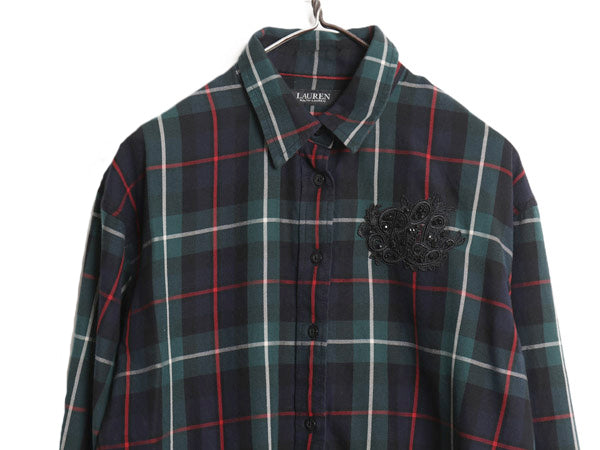 ブラックレーベル ローレン ラルフローレン チェック 長袖 シャツ レディース M / ポロ コットン 長袖シャツ マチ付き ヴィンテージ モデル