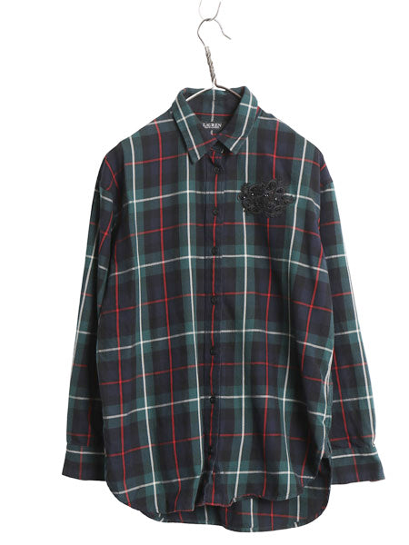 ブラックレーベル ローレン ラルフローレン チェック 長袖 シャツ レディース M / ポロ コットン 長袖シャツ マチ付き ヴィンテージ モデル