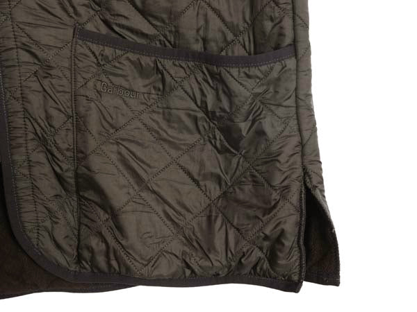 バブアー 中綿 ナイロン キルティング ベスト メンズ L / 古着 3ワラント フルジップ 裏 フリース ライナー 重ね着 前開き 無地 オリーブ