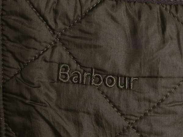 バブアー 中綿 ナイロン キルティング ベスト メンズ L / 古着 3ワラント フルジップ 裏 フリース ライナー 重ね着 前開き 無地 オリーブ