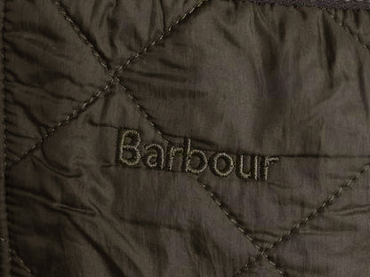 バブアー 中綿 ナイロン キルティング ベスト メンズ L / 古着 3ワラント フルジップ 裏 フリース ライナー 重ね着 前開き 無地 オリーブ