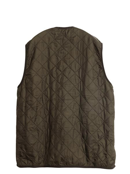 バブアー 中綿 ナイロン キルティング ベスト メンズ L / 古着 3ワラント フルジップ 裏 フリース ライナー 重ね着 前開き 無地 オリーブ
