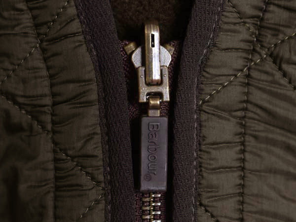 バブアー 中綿 ナイロン キルティング ベスト メンズ L / 古着 3ワラント フルジップ 裏 フリース ライナー 重ね着 前開き 無地 オリーブ