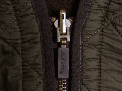 バブアー 中綿 ナイロン キルティング ベスト メンズ L / 古着 3ワラント フルジップ 裏 フリース ライナー 重ね着 前開き 無地 オリーブ