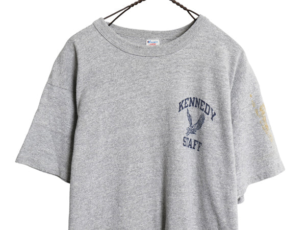 80s USA製 ★ チャンピオン 3段 カレッジ プリント Tシャツ メンズ L 小さめ M ヴィンテージ 88 12 シングルステッチ カットソー 霜降り 灰