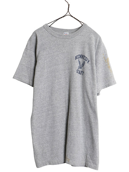 80s USA製 ★ チャンピオン 3段 カレッジ プリント Tシャツ メンズ L 小さめ M ヴィンテージ 88 12 シングルステッチ カットソー 霜降り 灰
