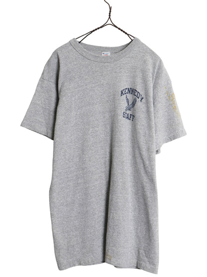 80s USA製 ★ チャンピオン 3段 カレッジ プリント Tシャツ メンズ L 小さめ M ヴィンテージ 88 12 シングルステッチ カットソー 霜降り 灰