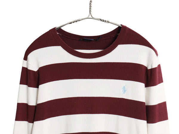 ラルフローレン ボーダー 長袖 Tシャツ レディース L ポロ スポーツ ワンポイント ポニー ロンT コットン ストレッチ カットソー ツートン