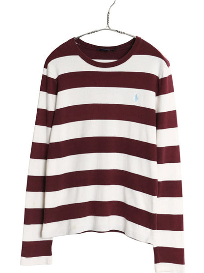 ラルフローレン ボーダー 長袖 Tシャツ レディース L ポロ スポーツ ワンポイント ポニー ロンT コットン ストレッチ カットソー ツートン